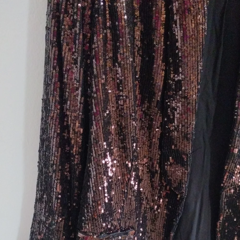 Express Sequin Open Front Boyfriend Blazer, Fully Lined, Size XL 16/18 - Picture 7 of 16